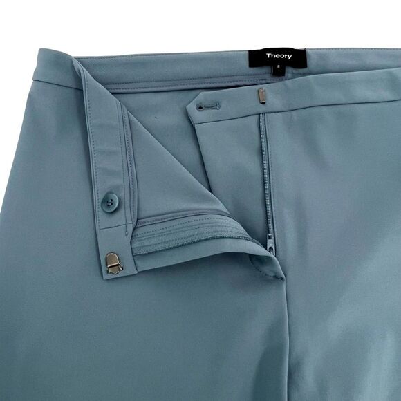 Theory Ankle Trouser Straight Leg Pants Blue Teal Career Wear Preppy Chic Size 8 - Picture 5 of 8